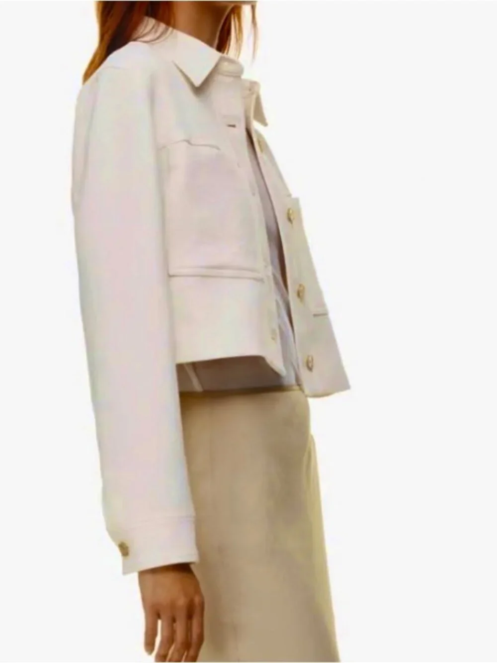 NEW! Artizia Wilfred Little Cropped Jacket Button In Light Birch/Ivory XS - Picture 7 of 16